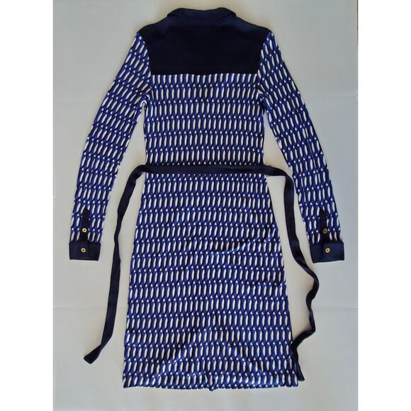 Boden Geometric Print Long Sleeve Shirtdress Button-Down Soft Jersey Sz 4 Preppy - Picture 3 of 9